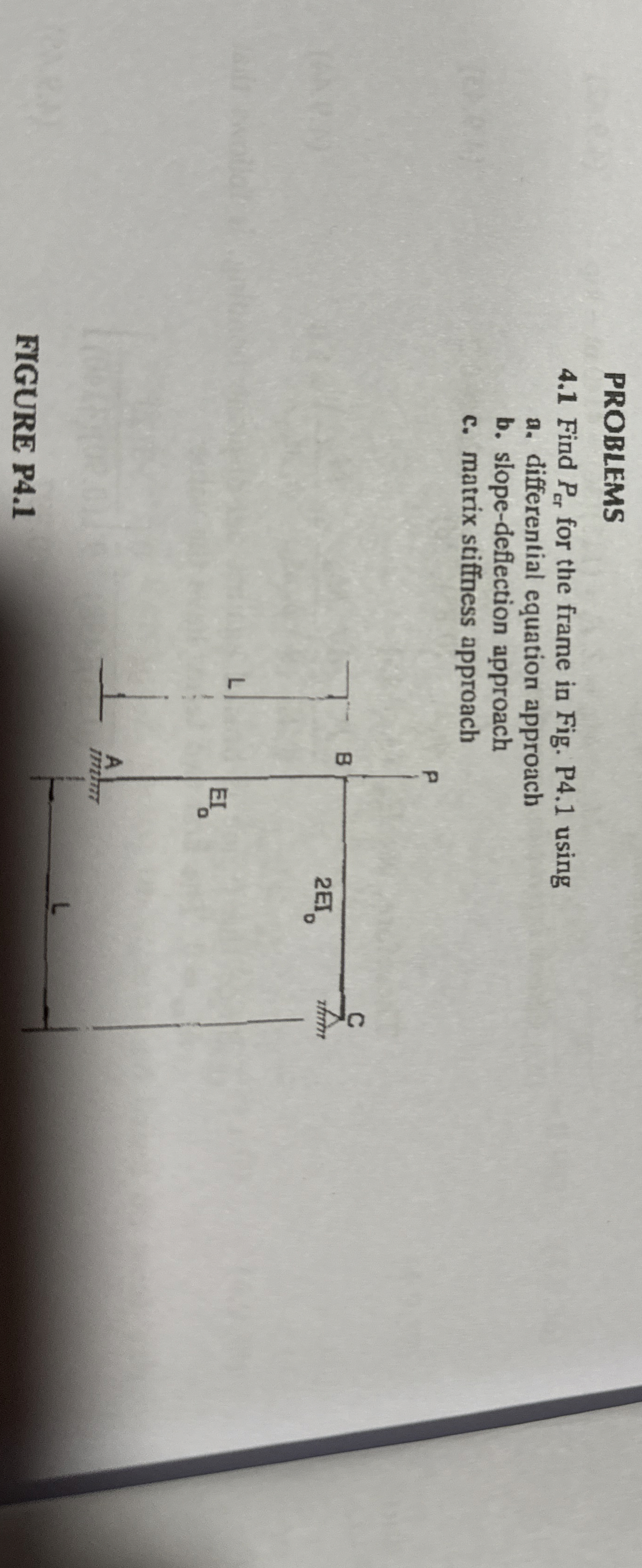 PROBLEMS 4 . 1 Find P c r for the frame in Fig. P