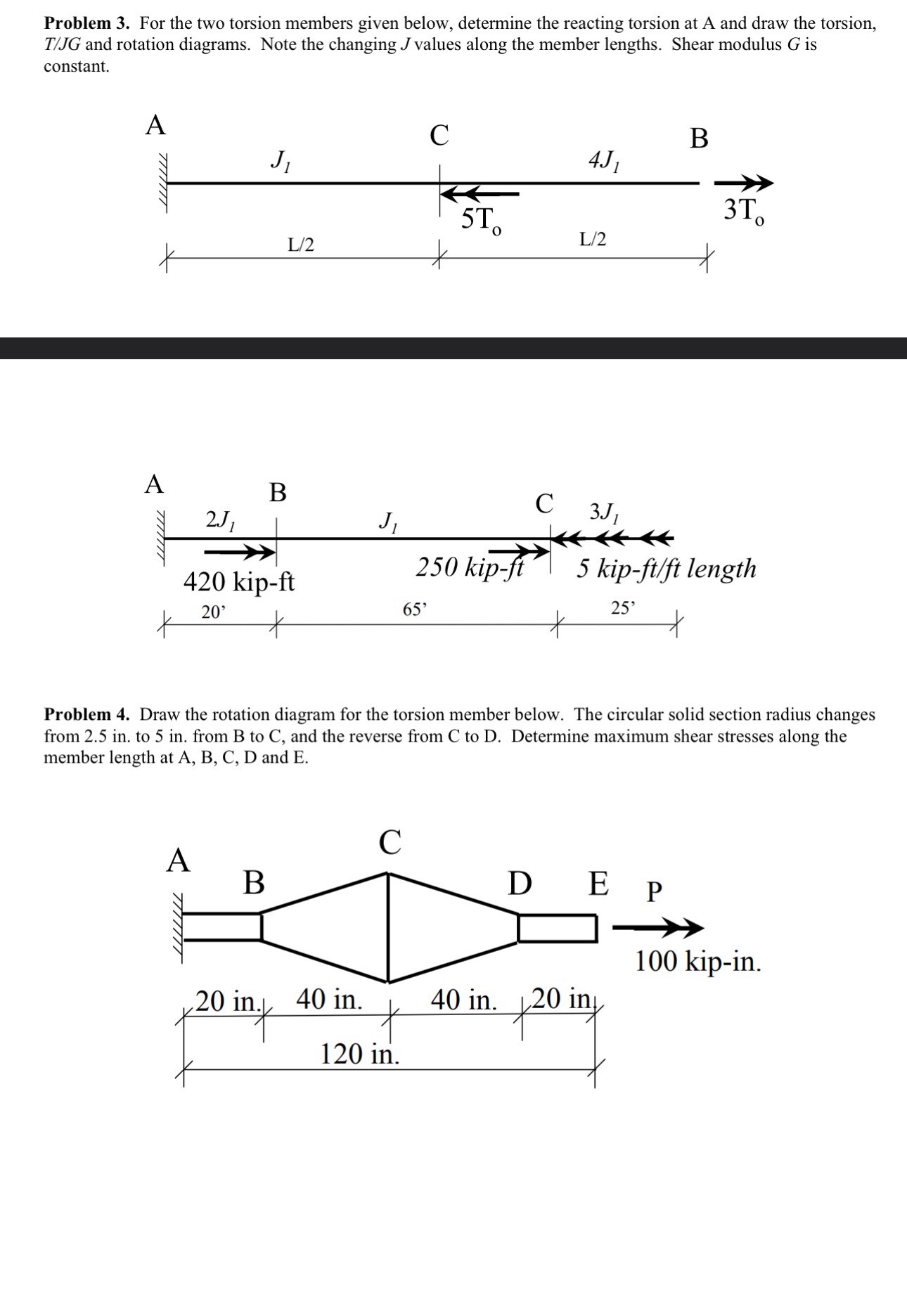 Problem 3 . For the two torsion members given