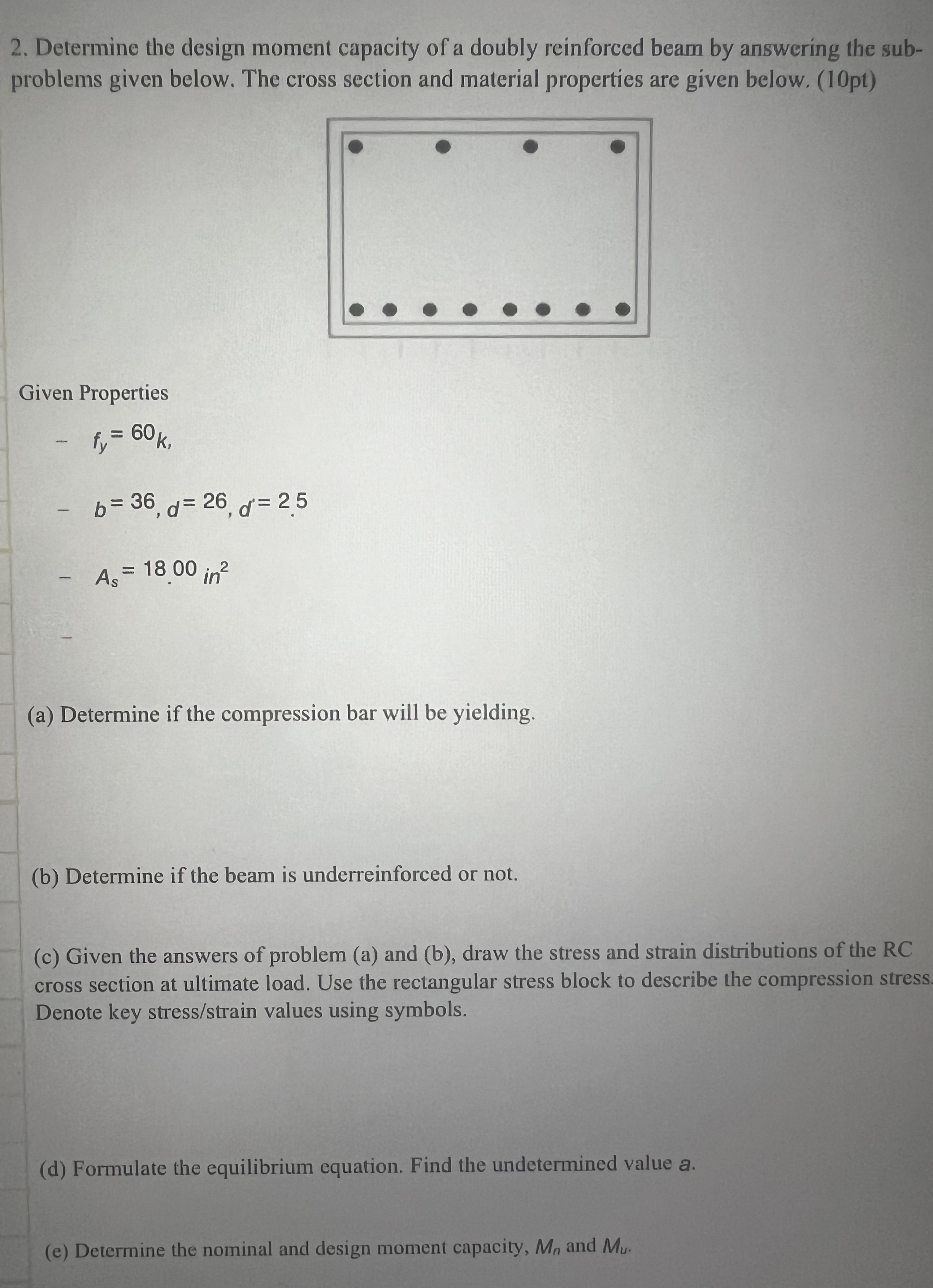 Determine the design moment capacity of a doubly