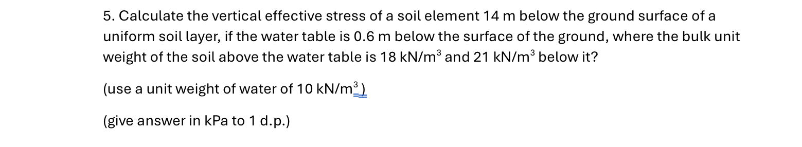 Calculate the vertical effective stress of a soil