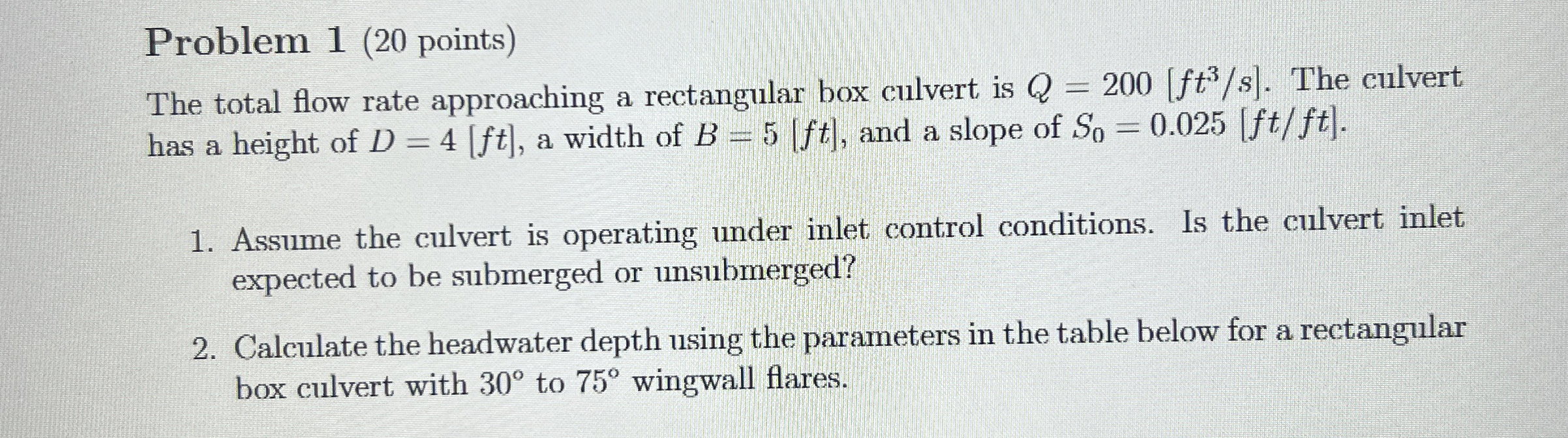 Problem 1 ( 2 0 points ) The total flow rate