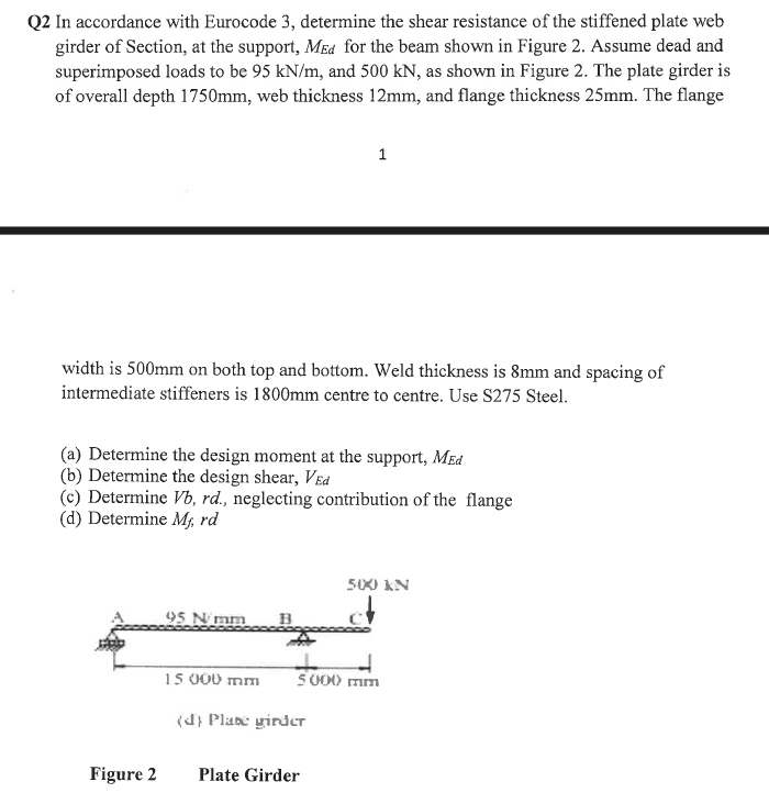 Q 2 In accordance with Eurocode 3 , determine the