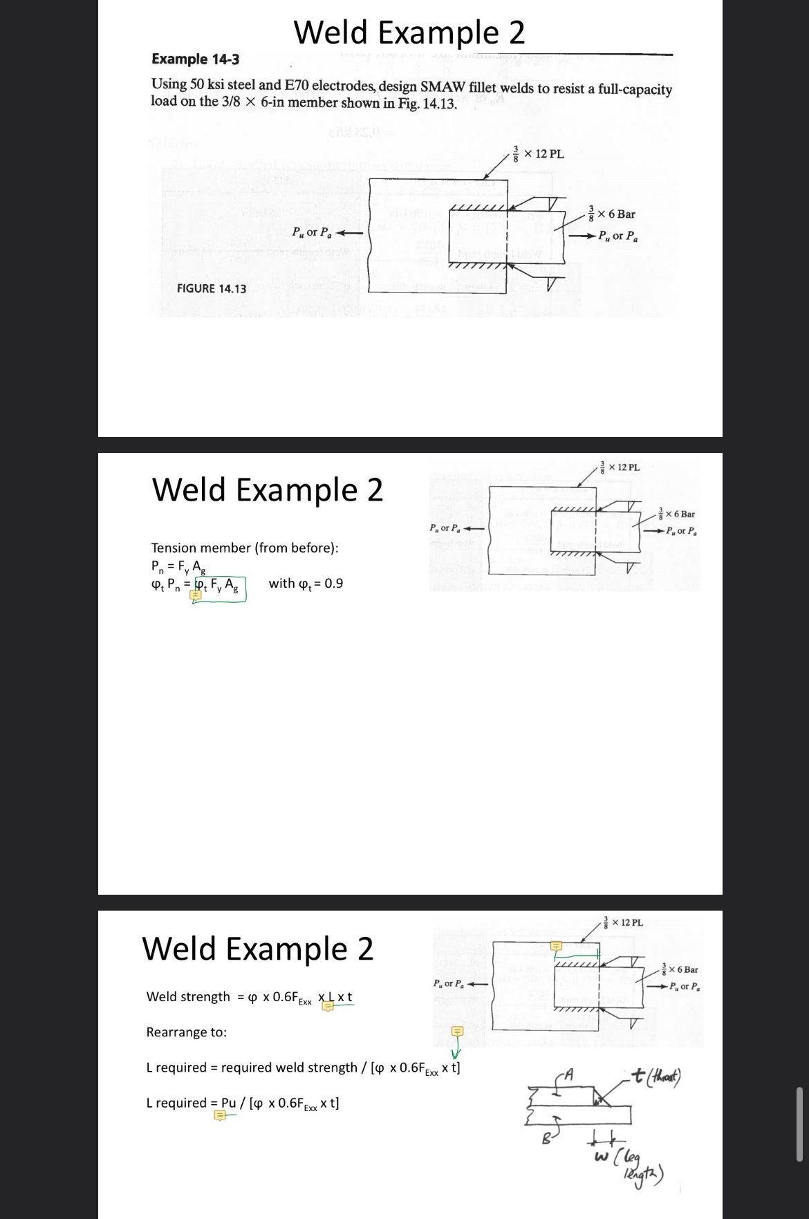 Weld Example 2 Example 1 4 - 3 Using 5 0 ksi