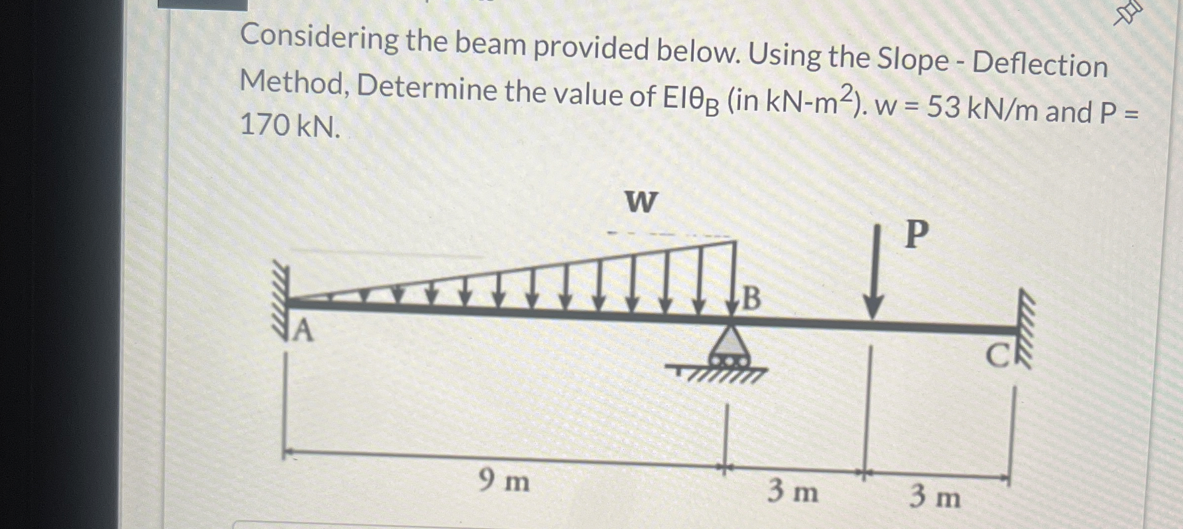 Considering the beam provided below. Using the