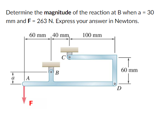 Determine the magnitude of the reaction at B when