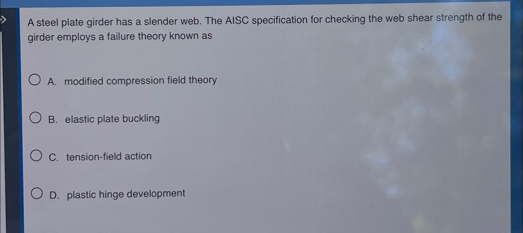 A steel plate girder has a slender web. The AISC