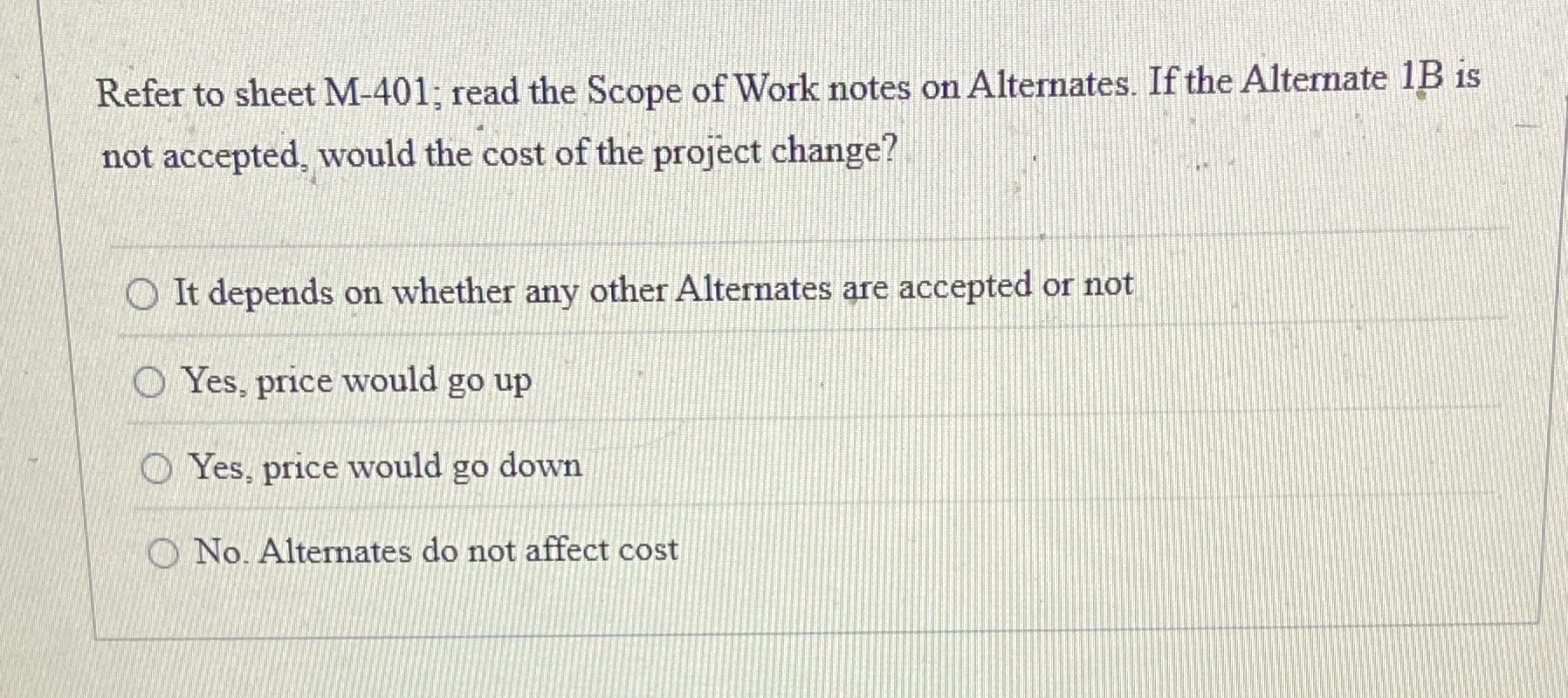 Refer to sheet M - 4 0 1 ; read the Scope of Work