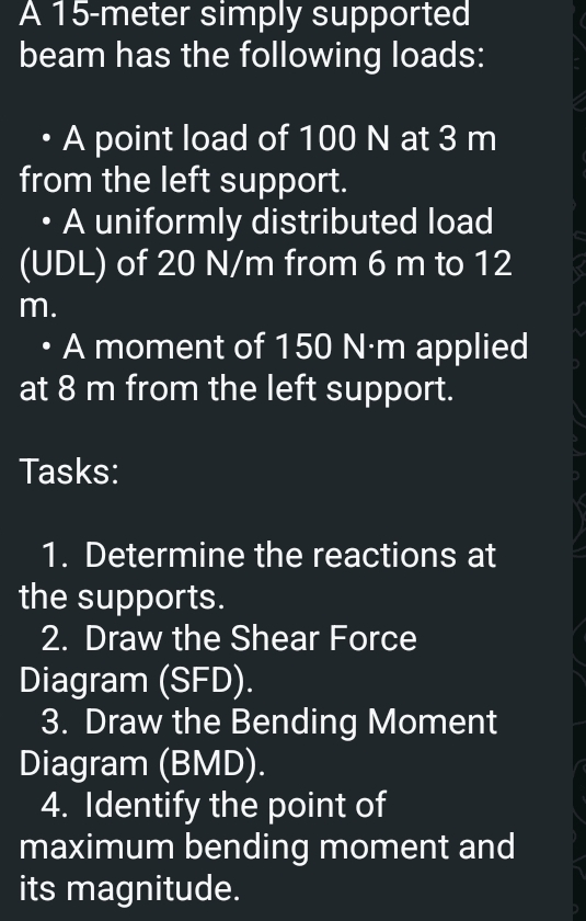 A 1 5 - meter simply supported beam has the