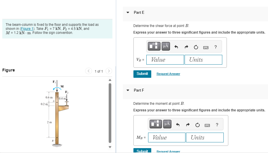 Part E The beam - column is fixed to the floor