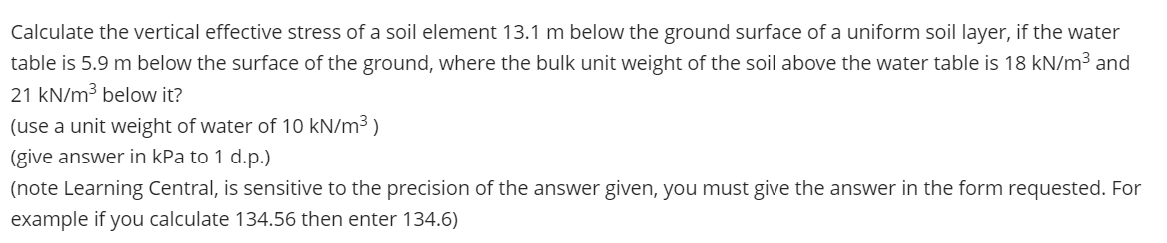 Calculate the vertical effective stress of a soil