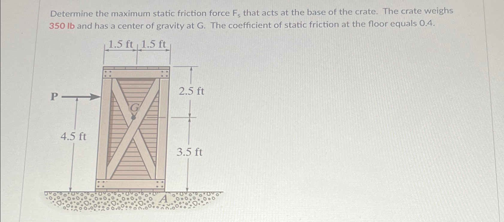 Determine the maximum static friction force F s