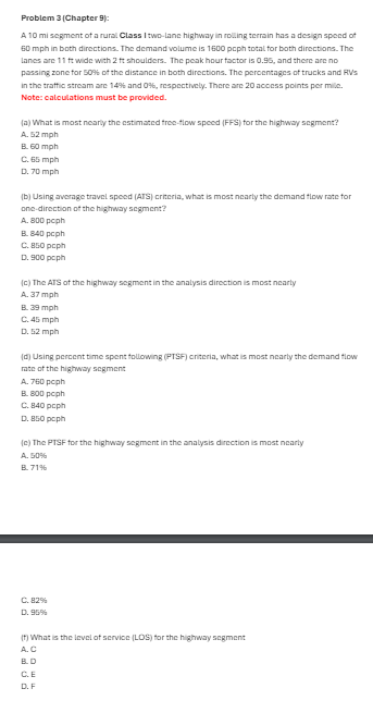 Problem 3 ( Chapter 9 ) : A 1 0 m i segment of a