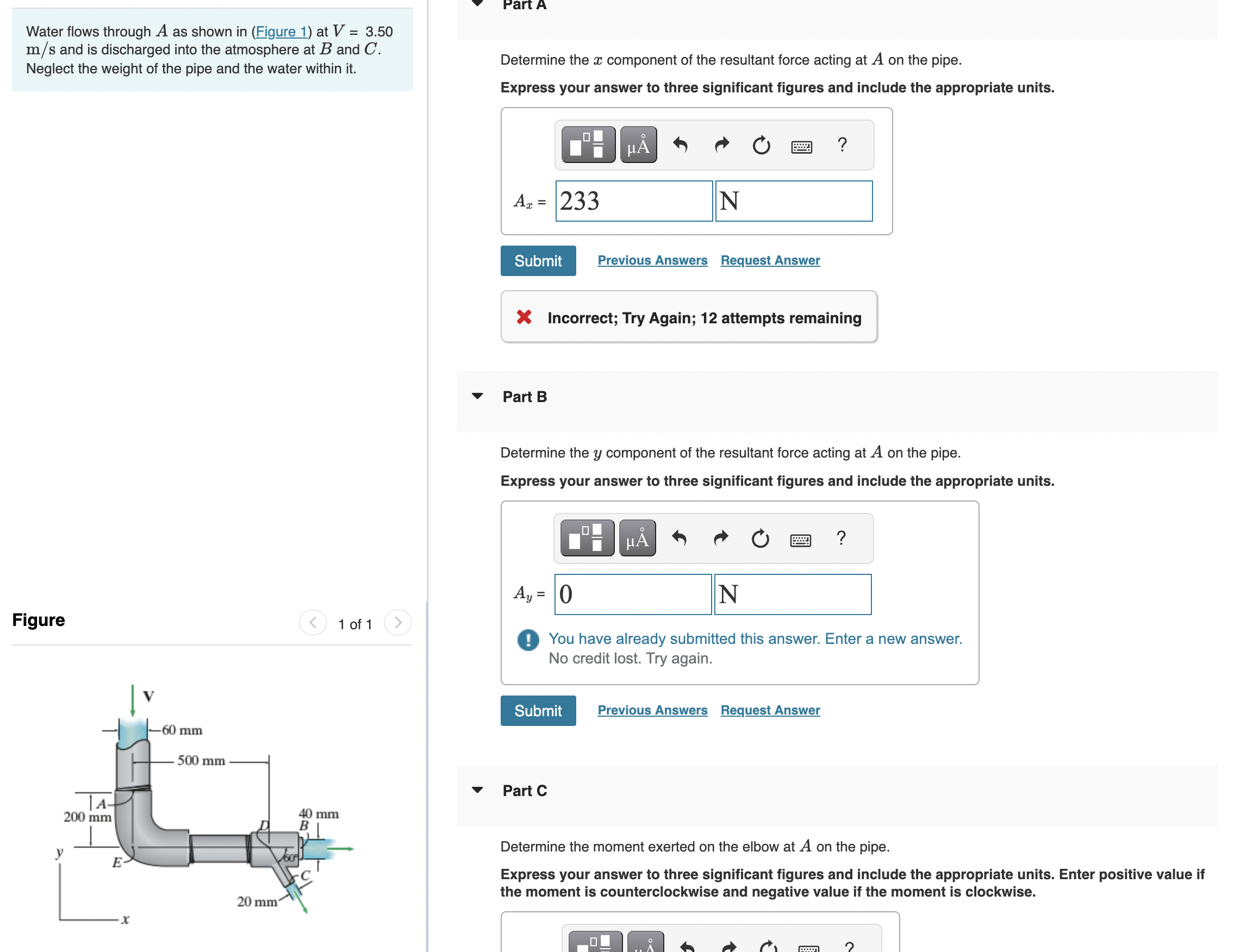 please help thank you Water flows through A as