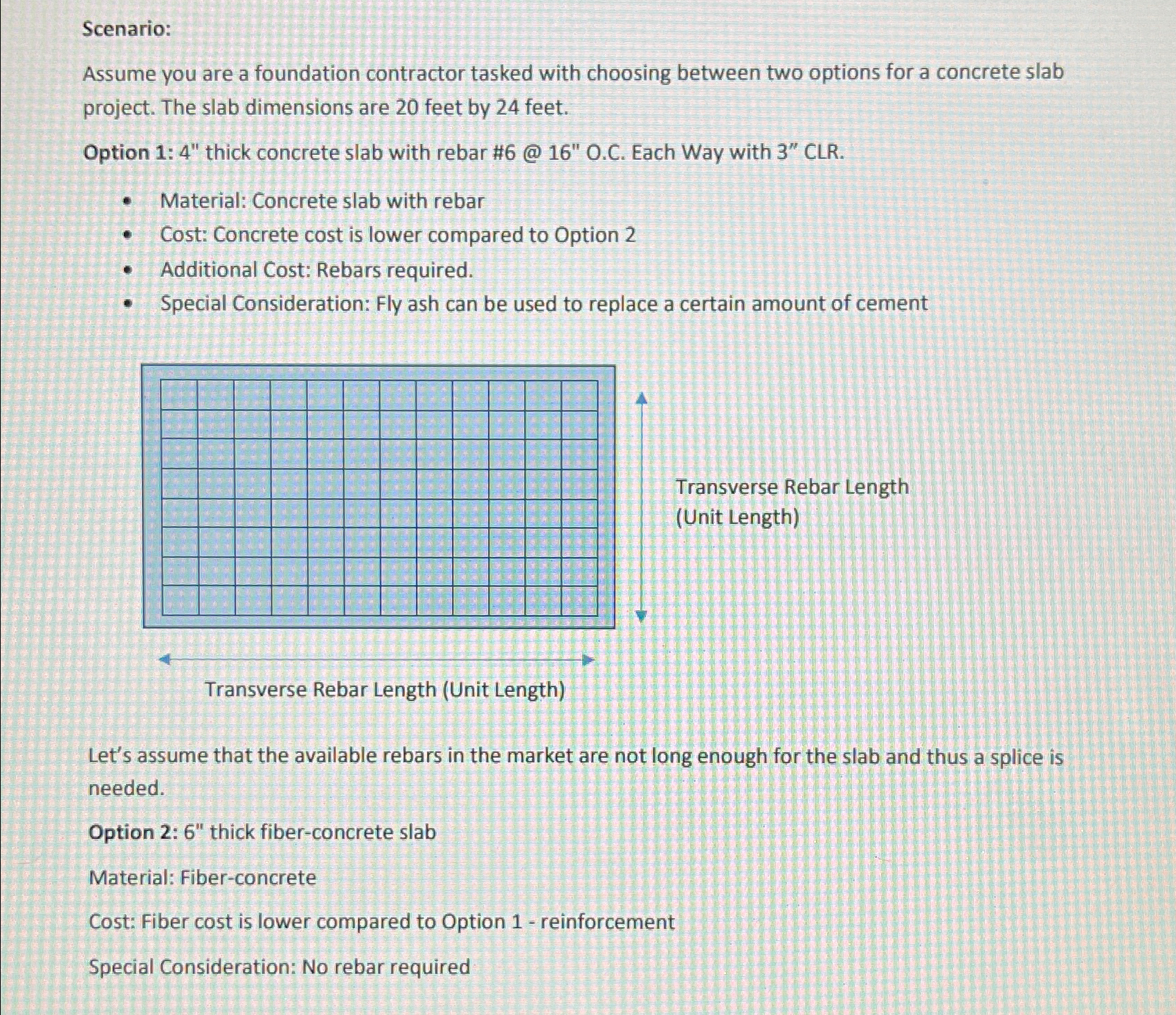 Scenario: Assume you are a foundation contractor