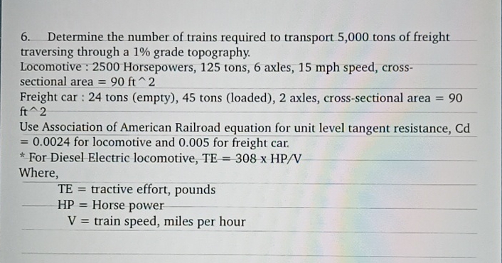 Determine the number of trains required to