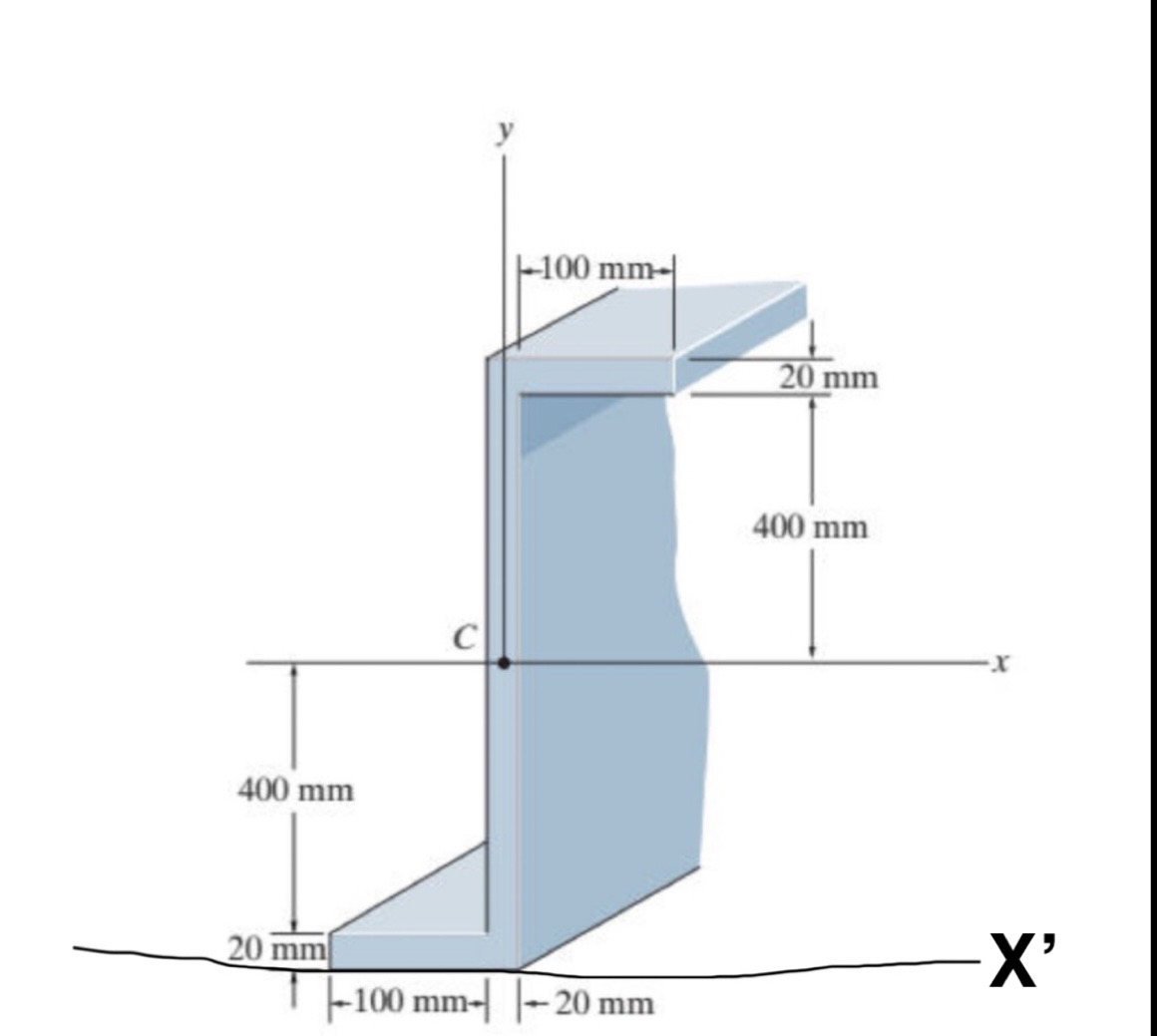 Determine the moment of the cross sectional area