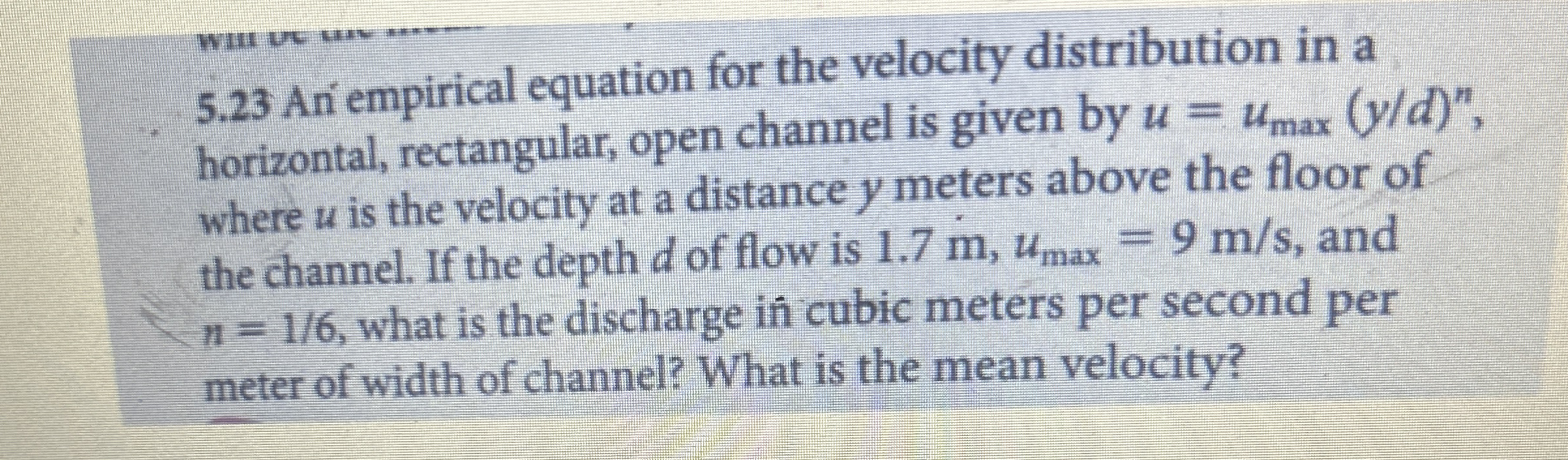 5 . 2 3 Ari empirical equation for the velocity