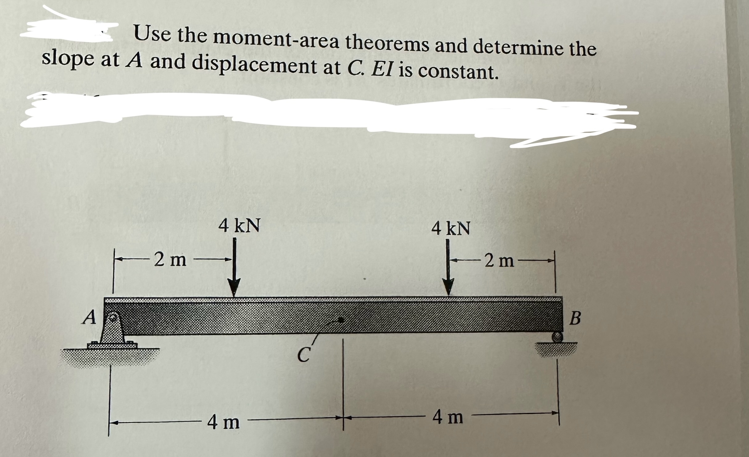 Use the moment - area theorems and determine the