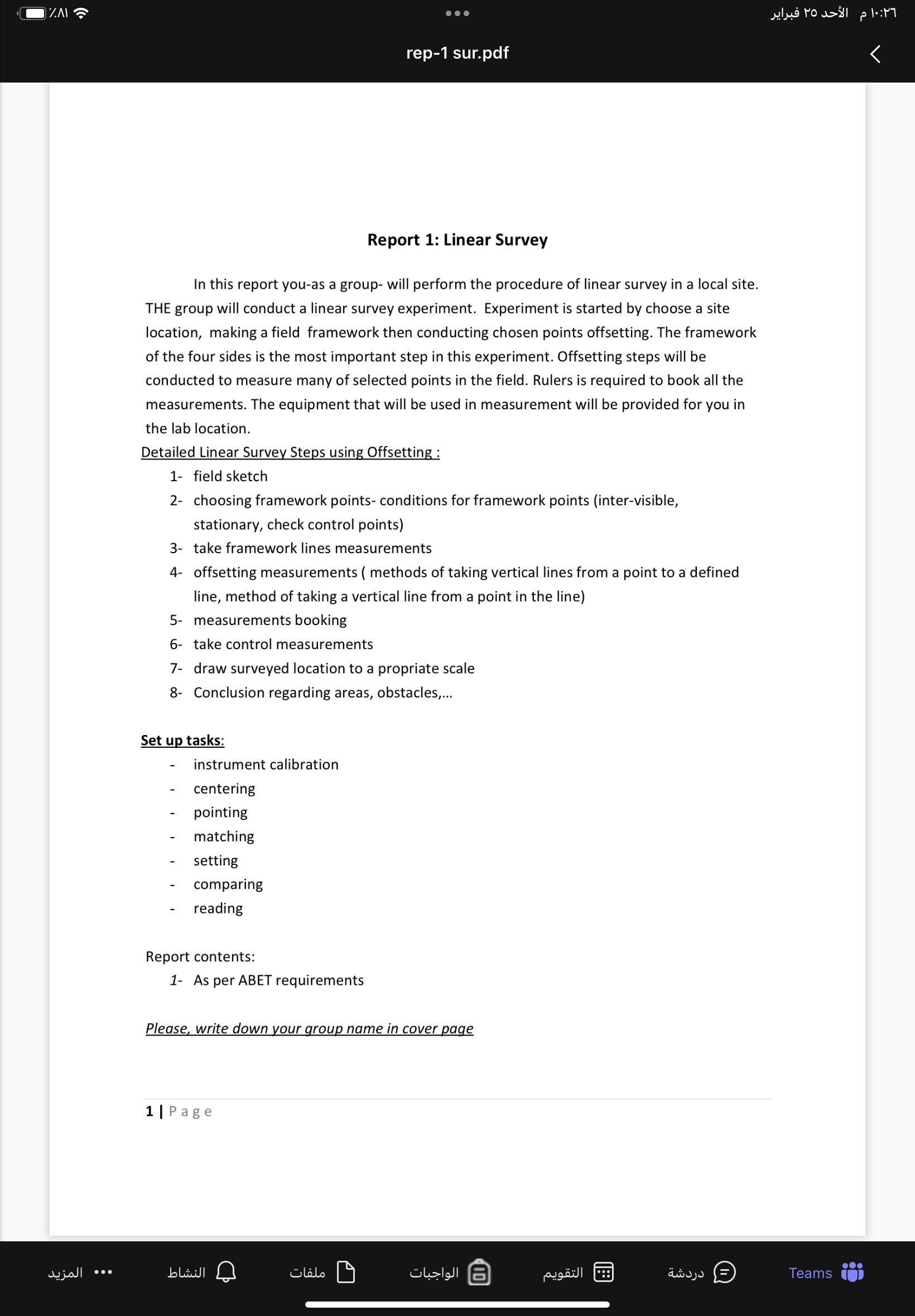 rep - 1 sur.pdf Report 1 : Linear Survey In this