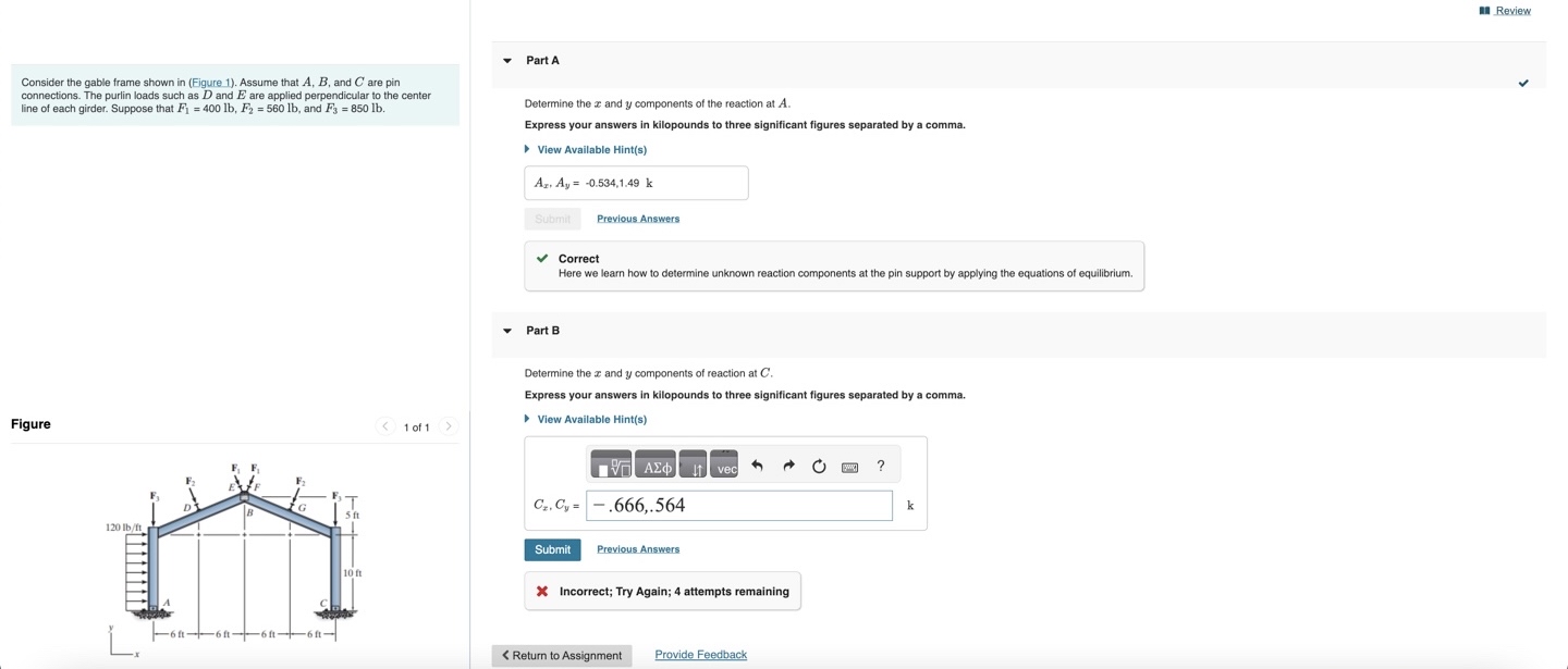 Review Consider the gable frame shown in ( Figure