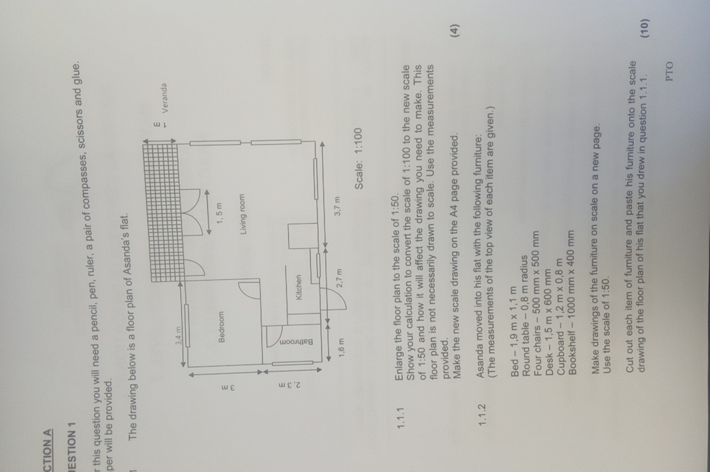 CTION A ESTION 1 r this question you will need a