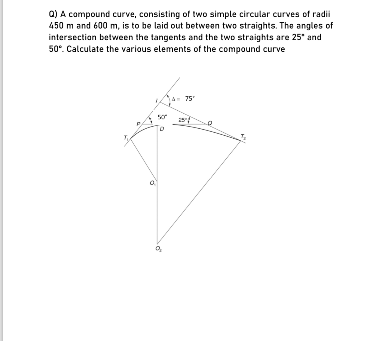 Q ) A compound curve, consisting of two simple