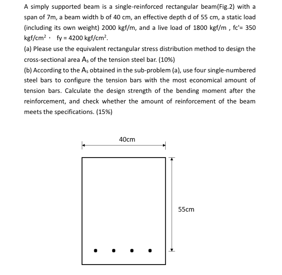 A simply supported beam is a single - reinforced