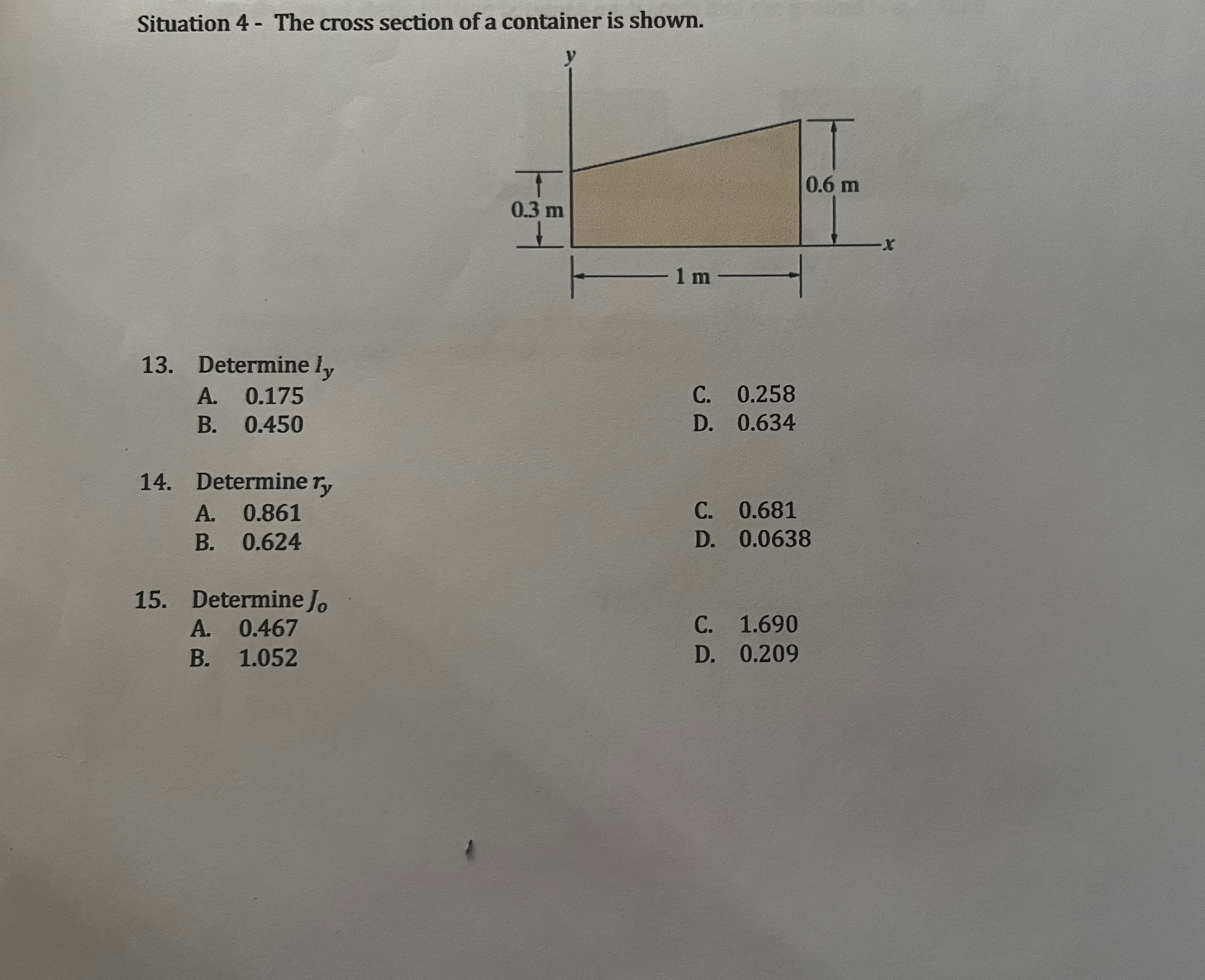 Situation 4 - The cross section of a container is