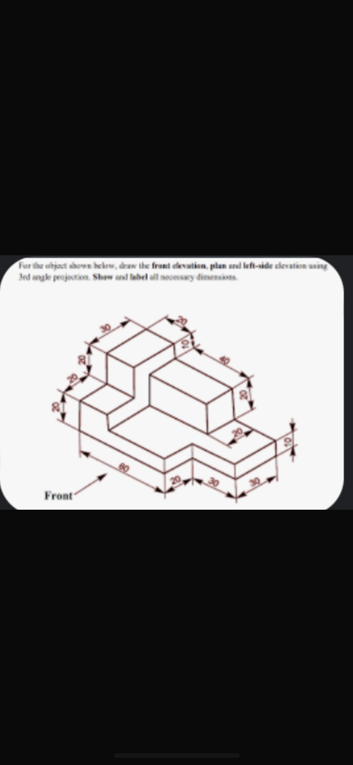 Fur the abjast abown belaw, daw the frant