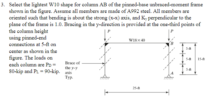 Select the lightest W 1 0 shape for column A B of