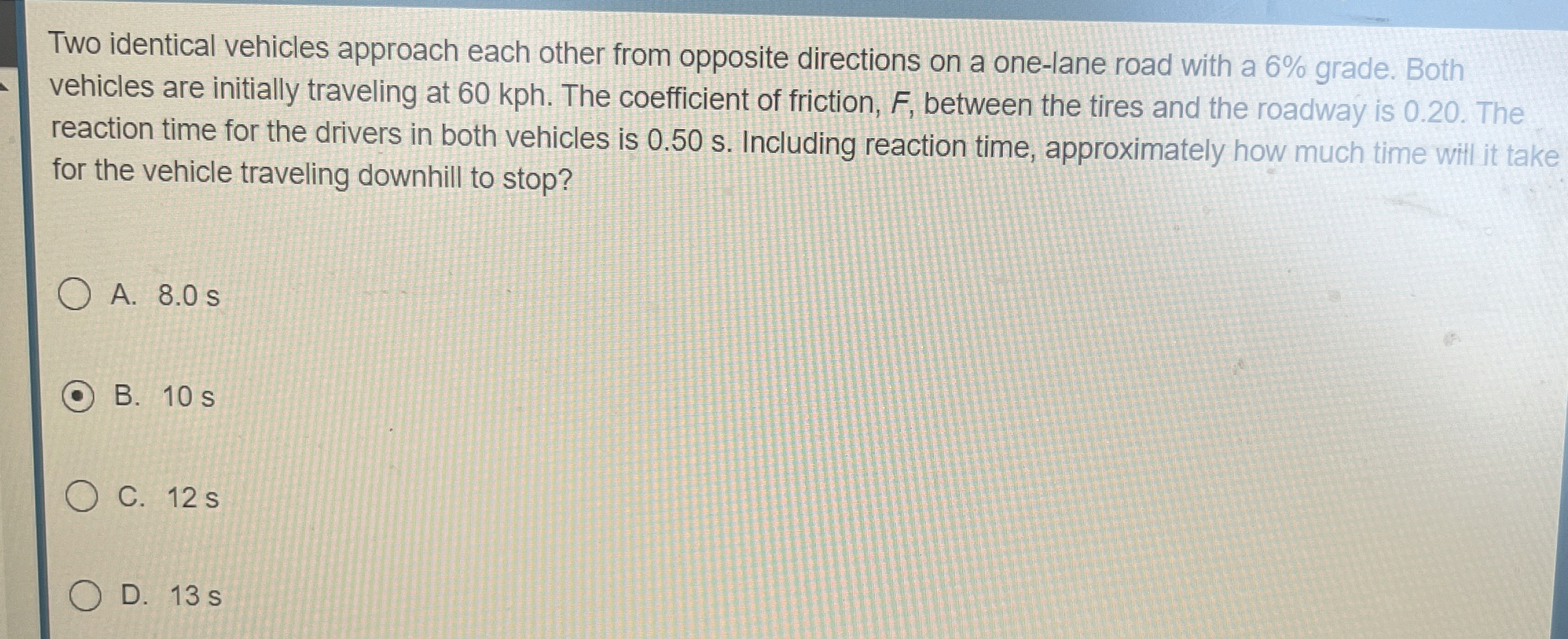Two identical vehicles approach each other from