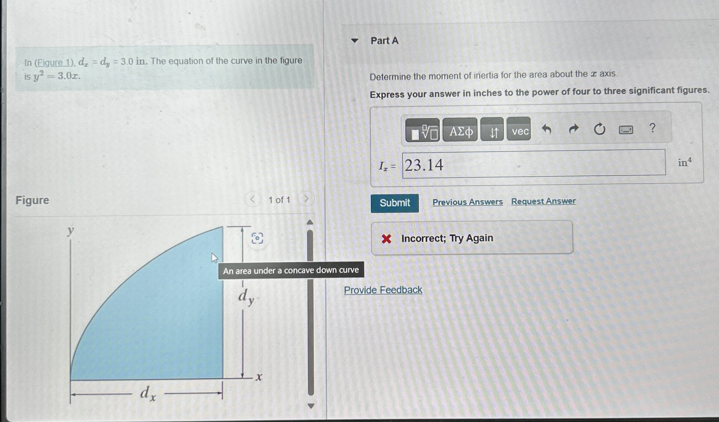 In ( Figure 1 ) , d x = d y = 3 . 0 i n . The