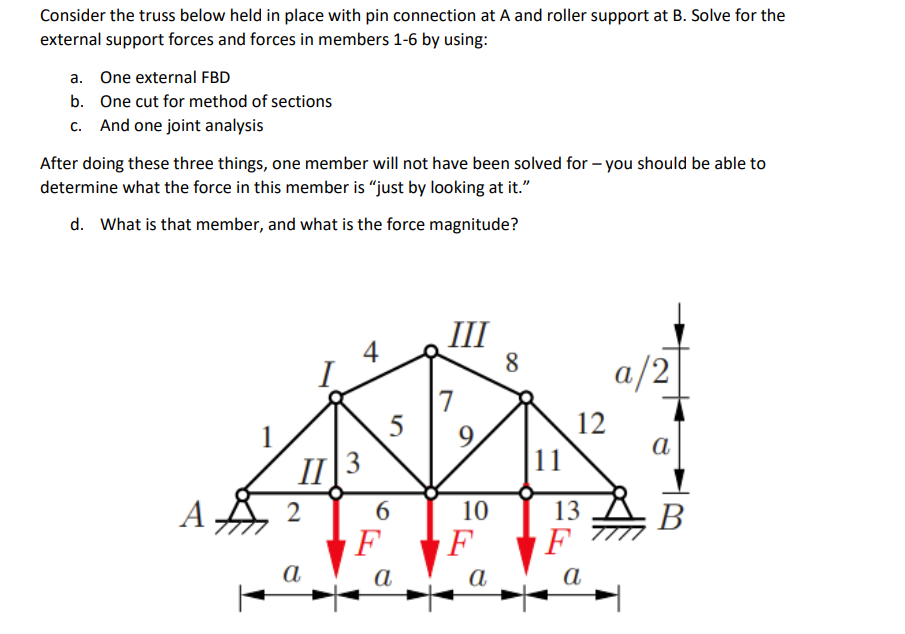 Consider the truss below held in place with pin