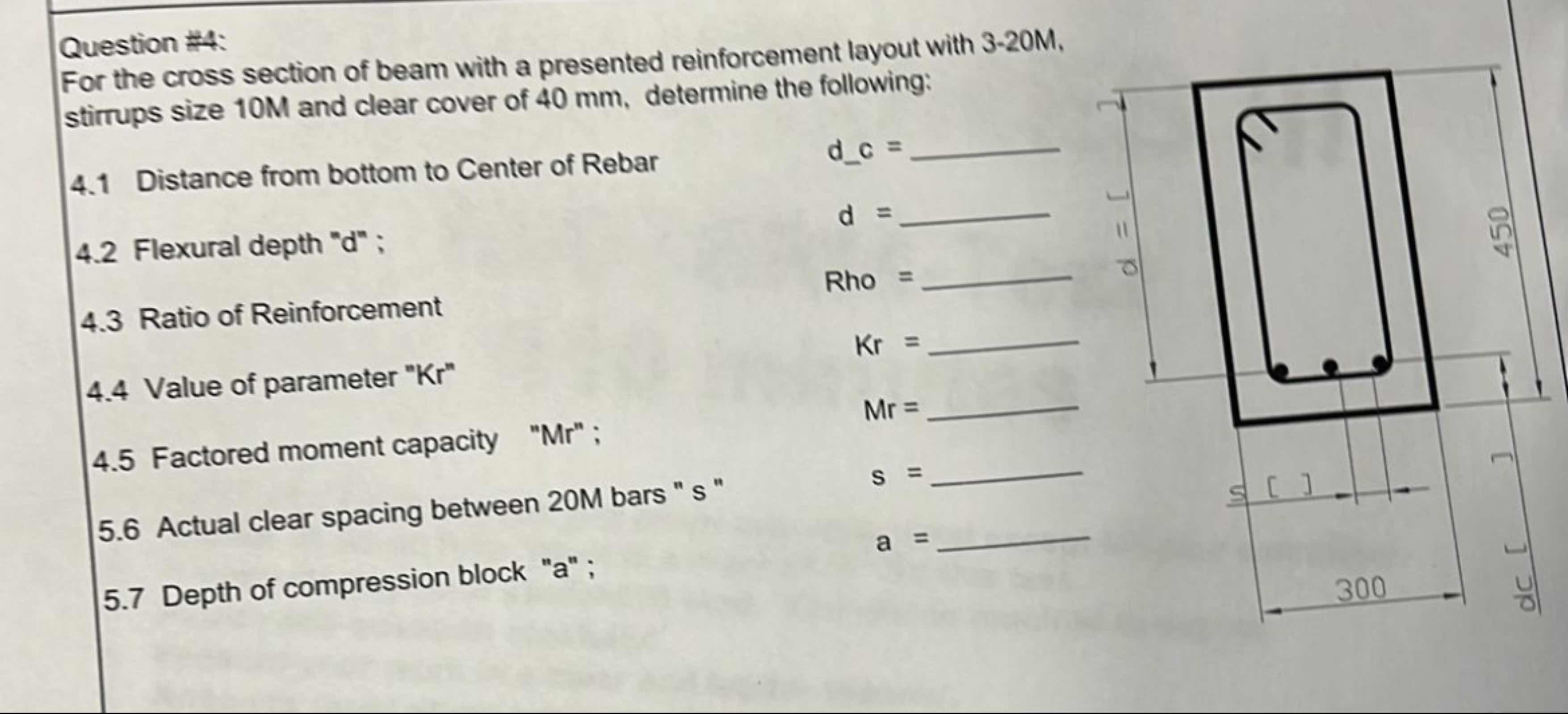 Question # 4 : For the cross section of beam with