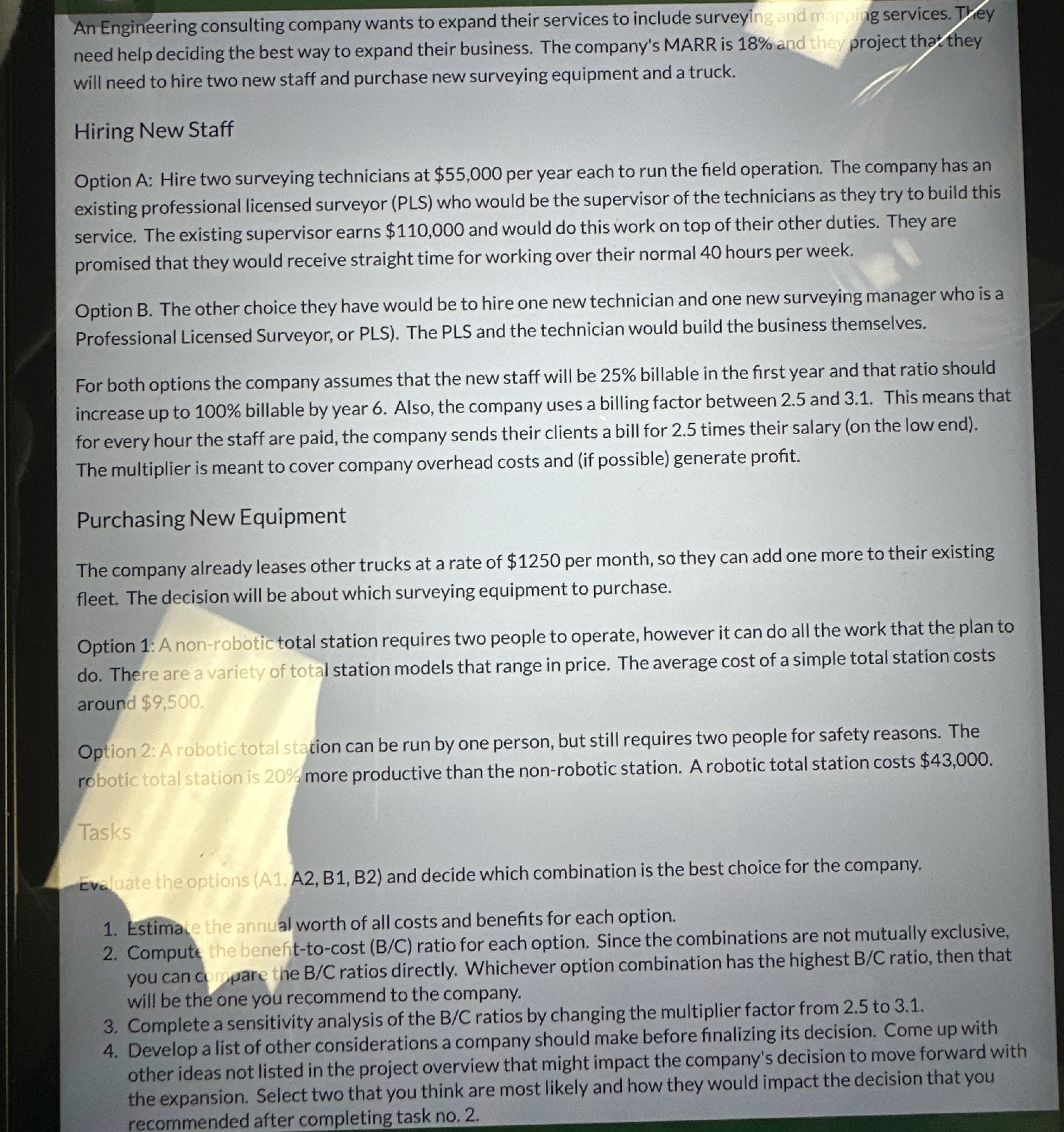 An Engineering consulting company wants to expand