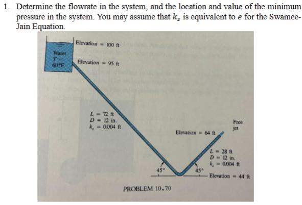 1 . Determine the flowrate in the system, and the