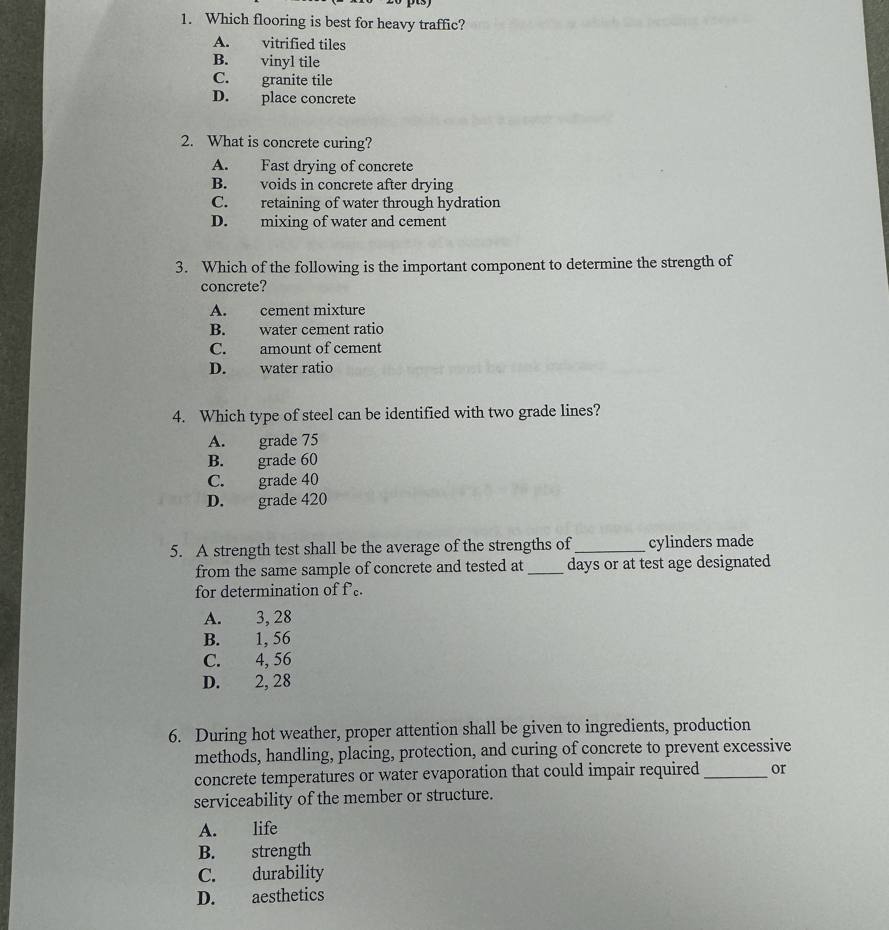 Which flooring is best for heavy traffic? A .