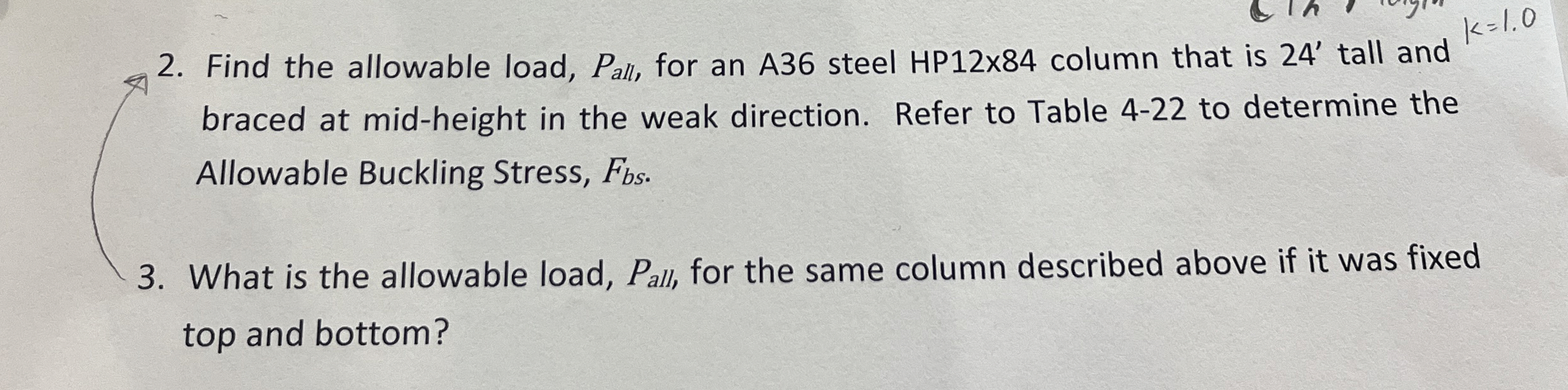 Find the allowable load, P a l l , , for an A 3 6