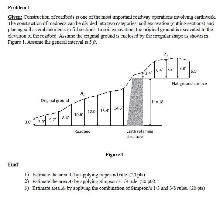 Problem 1 Given: Construction of roadbeds is one