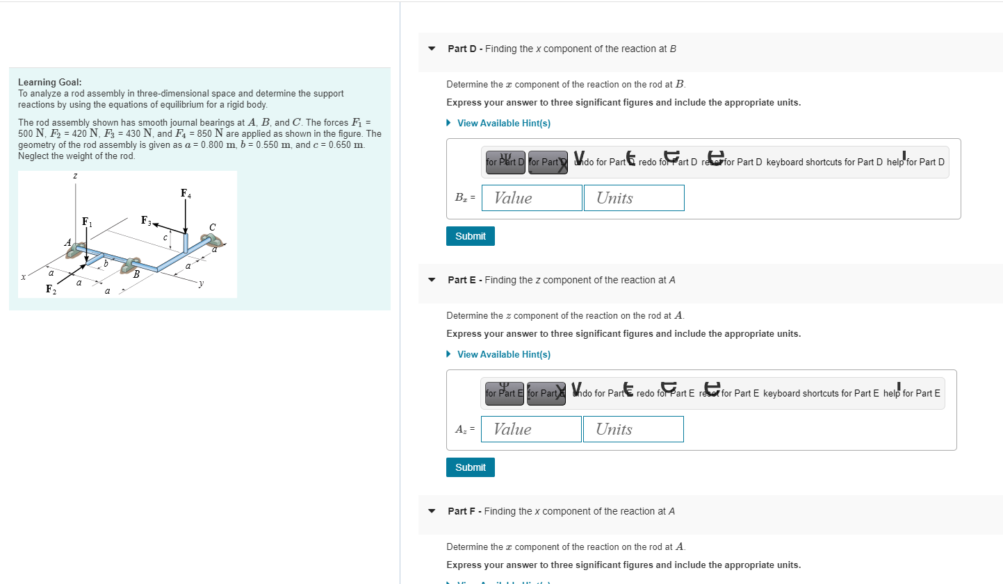 Learning Goal: To analyze a rod assembly in three