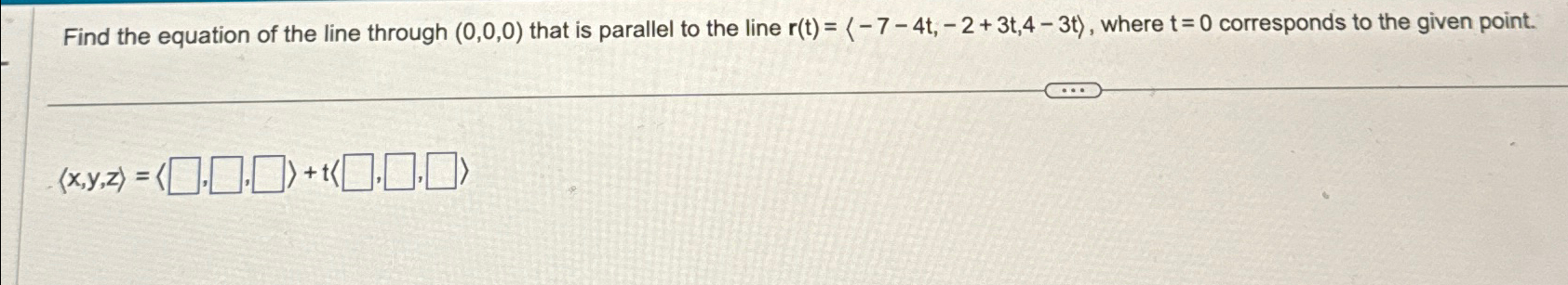 Find the equation of the line through ( 0 , 0 , 0