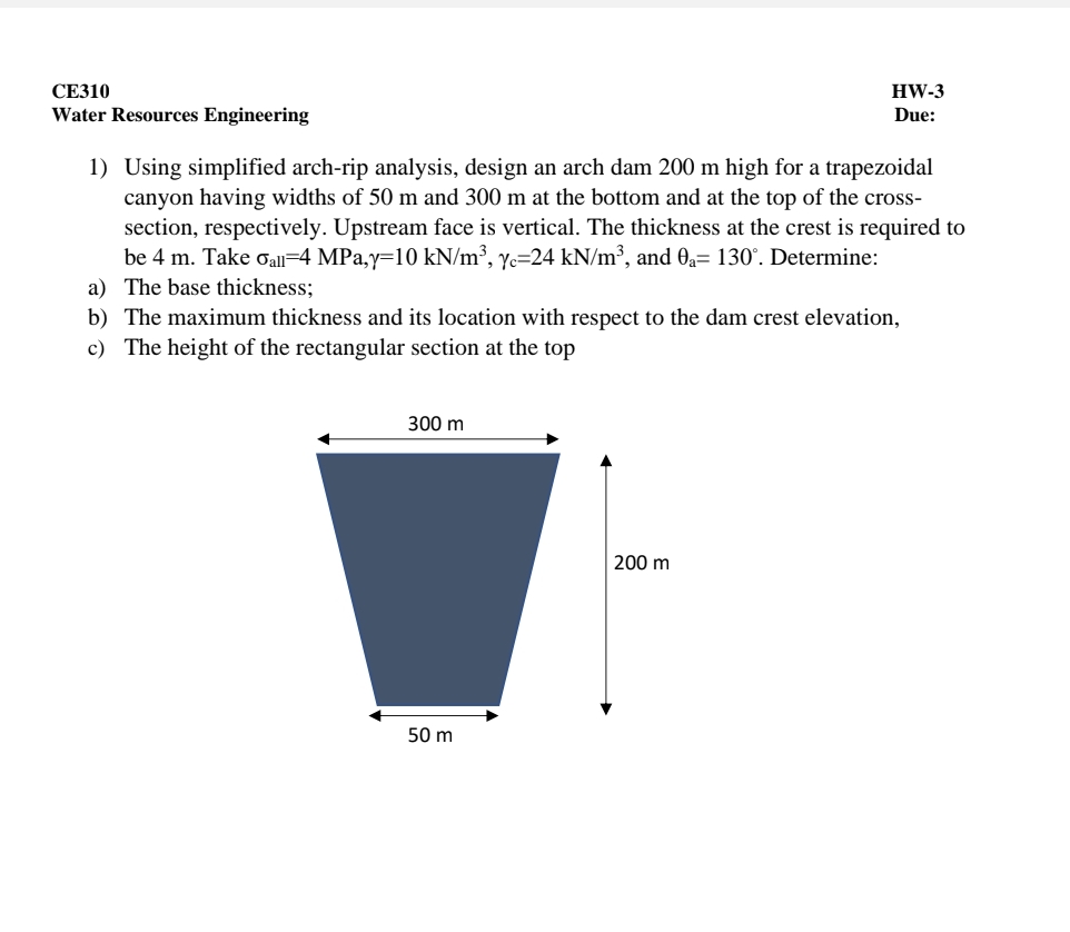 CE 3 1 0 HW - 3 Water Resources Engineering Due: