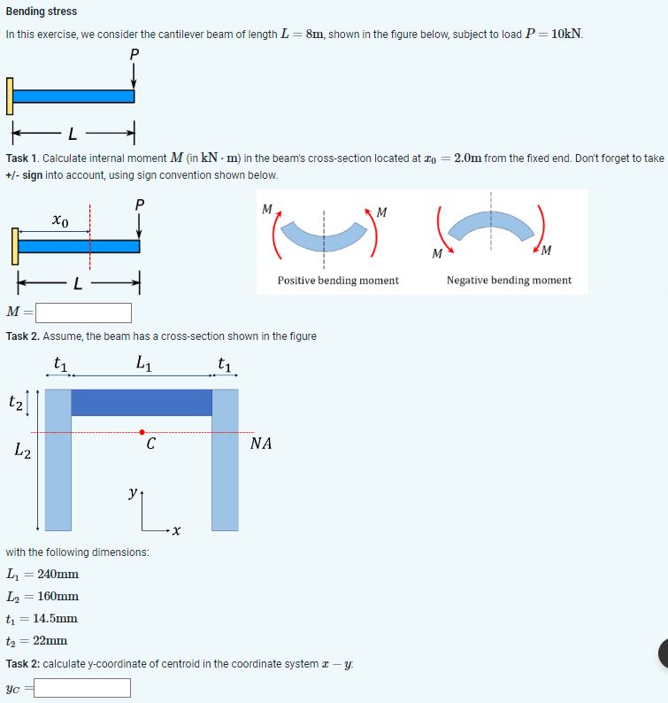 Bending stress In this exercise, we consider the