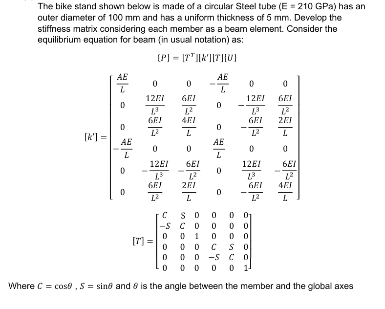 The bike stand shown below is made of a circular