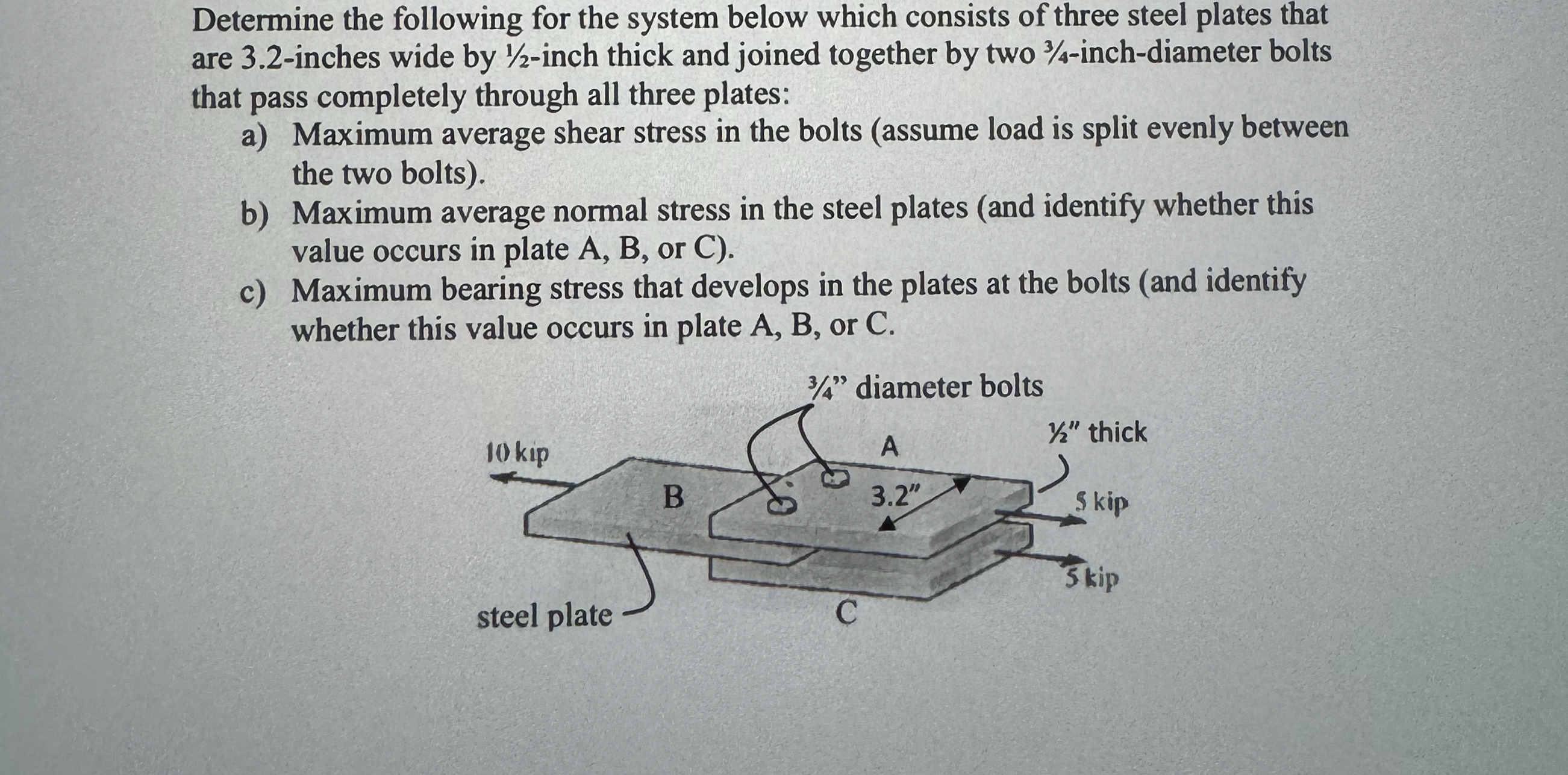 Determine the following for the system below