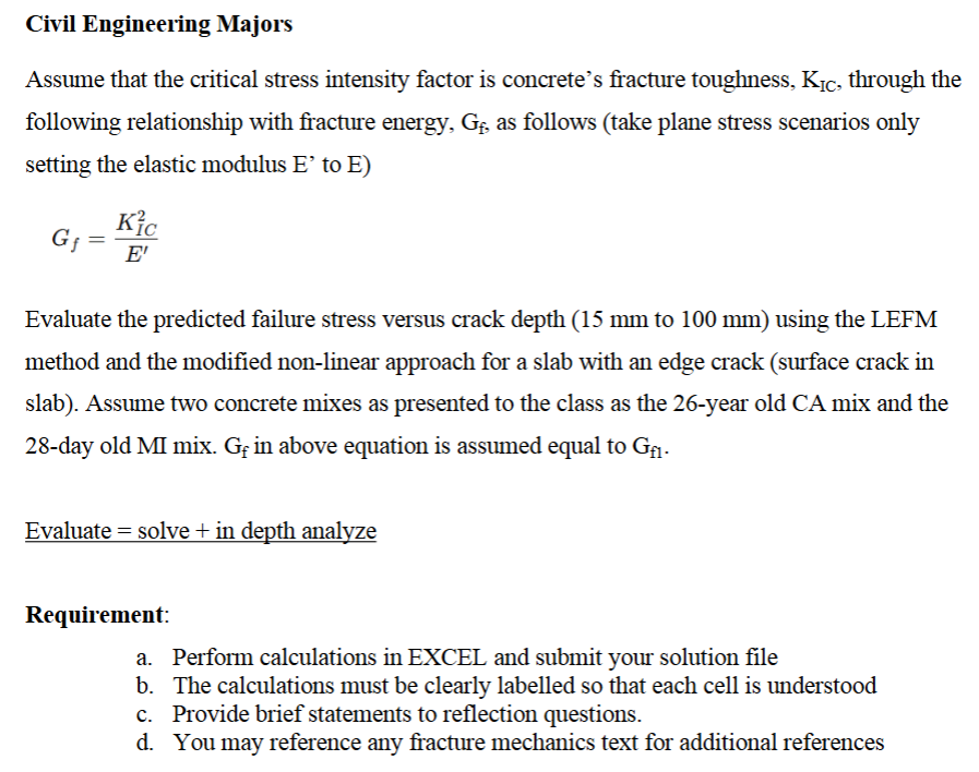 Civil Engineering Majors Assume that the critical