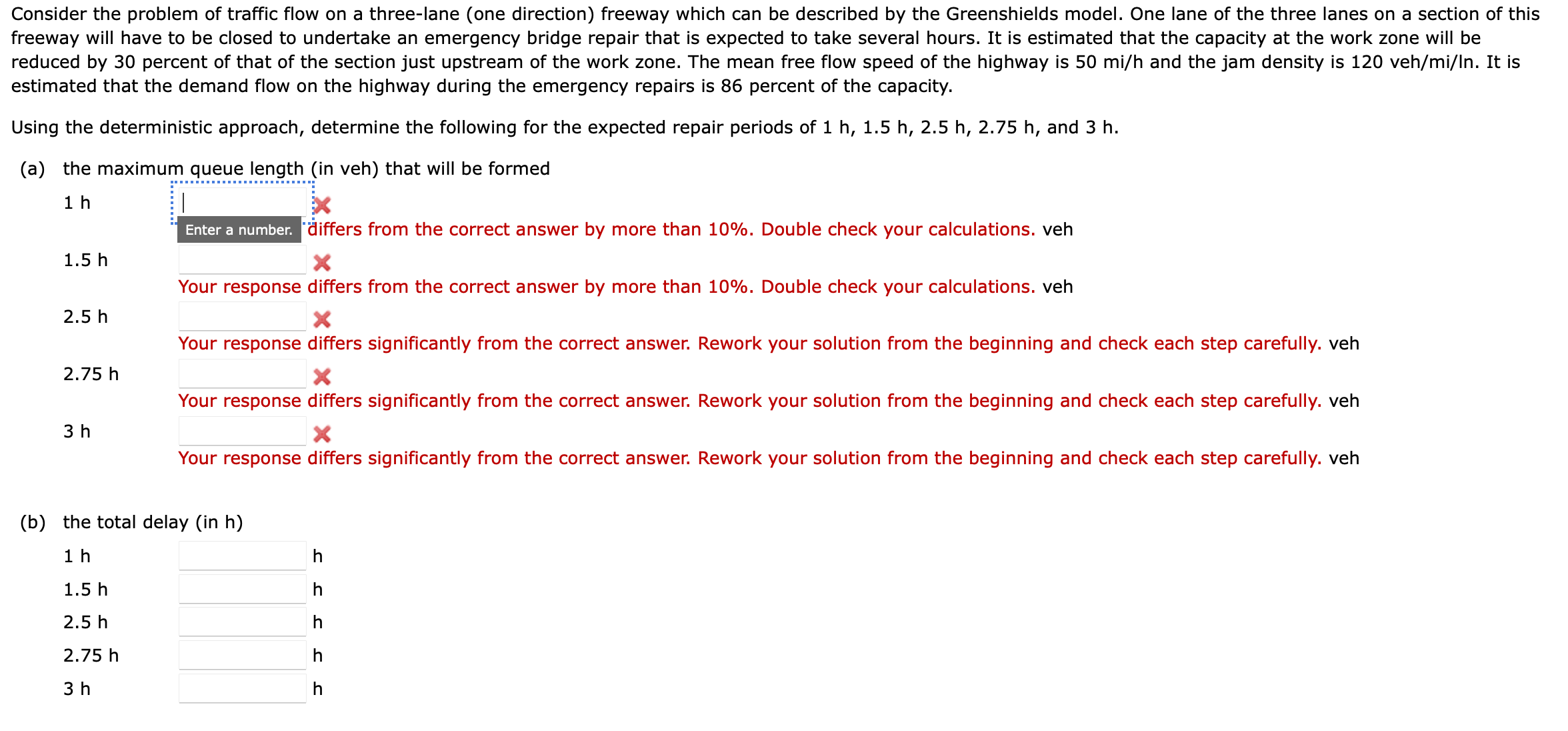 Consider the problem of traffic flow on a three -