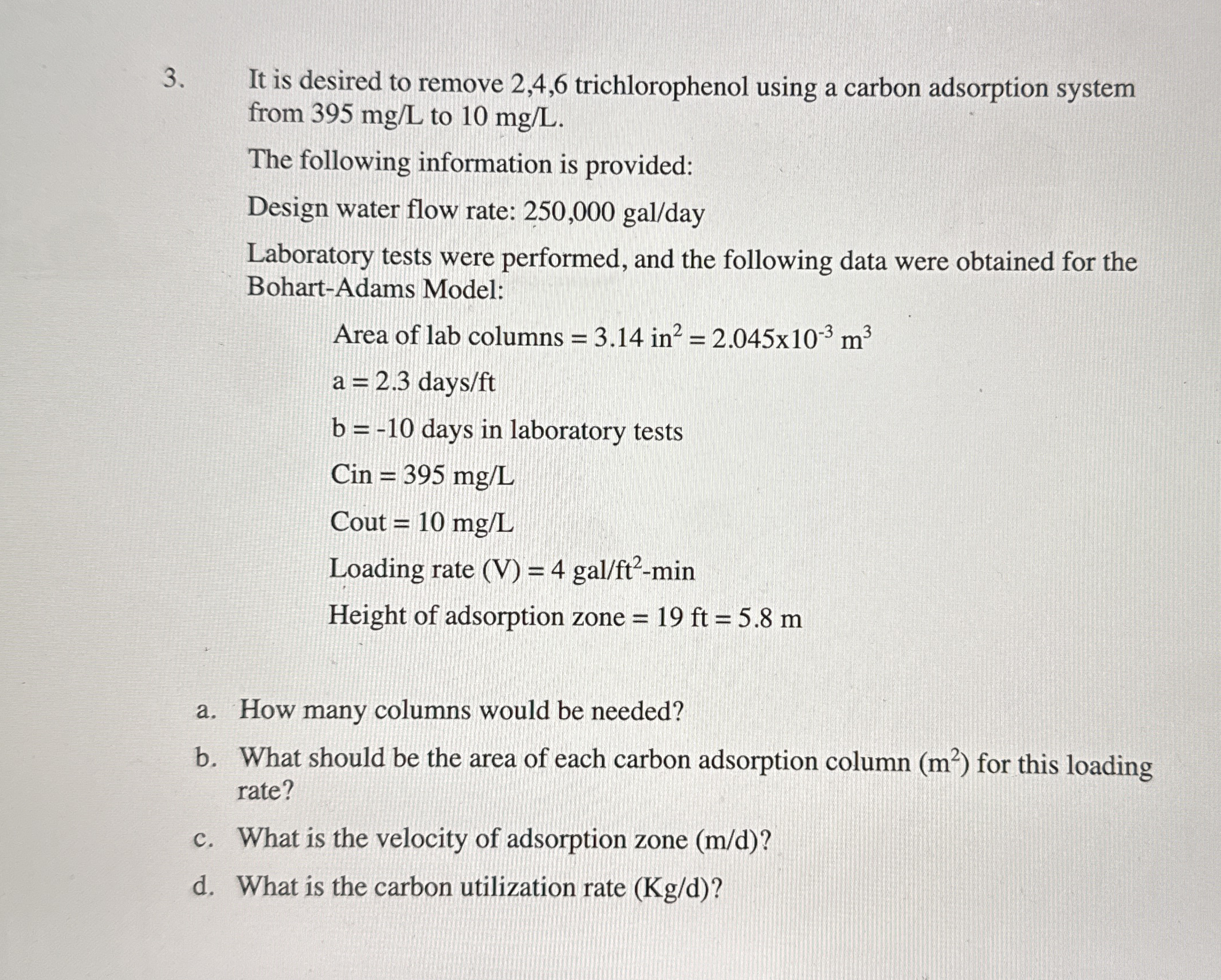 It is desired to remove 2 , 4 , 6 trichlorophenol