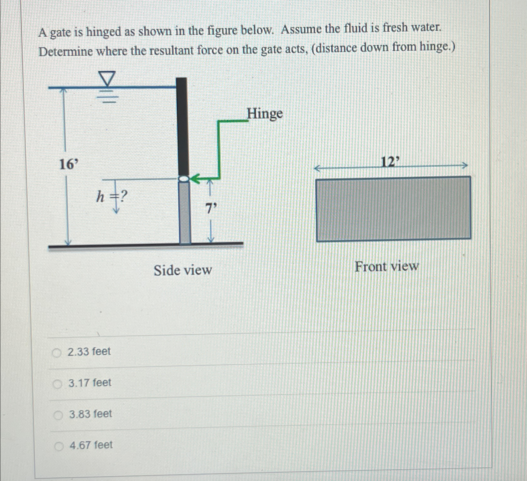 A gate is hinged as shown in the figure below.