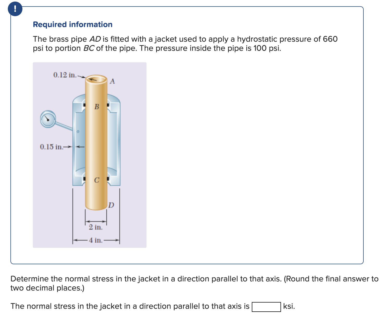 Required information The brass pipe A D is fitted